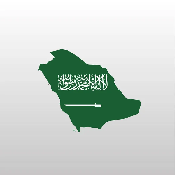 Saoedi-Arabië nationale vlag in silhouet landkaart — Stockvector