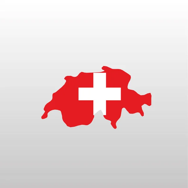 Drapeau national Suisse dans la silhouette de la carte du pays — Image vectorielle