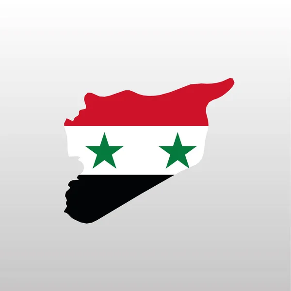 Siria Bandiera nazionale in silhouette mappa del paese — Vettoriale Stock
