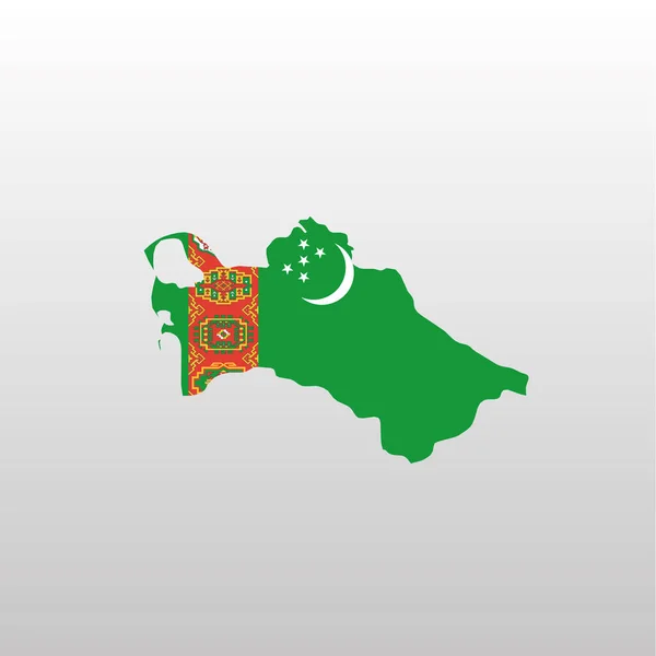 Bandeira nacional do Turquemenistão na silhueta do mapa do país — Vetor de Stock