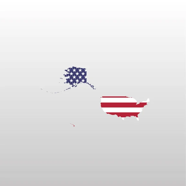アメリカ合衆国,アメリカ合衆国国旗国地図のシルエット — ストックベクタ
