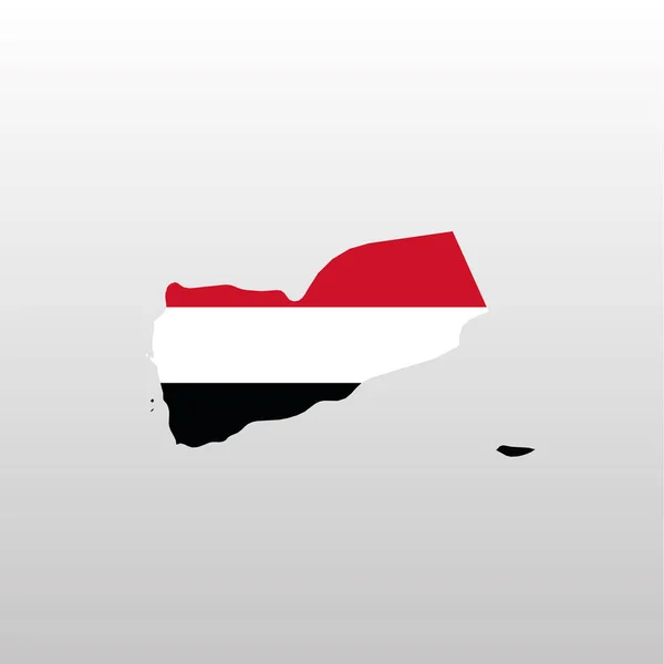 Drapeau national du Yémen en silhouette de carte du pays — Image vectorielle