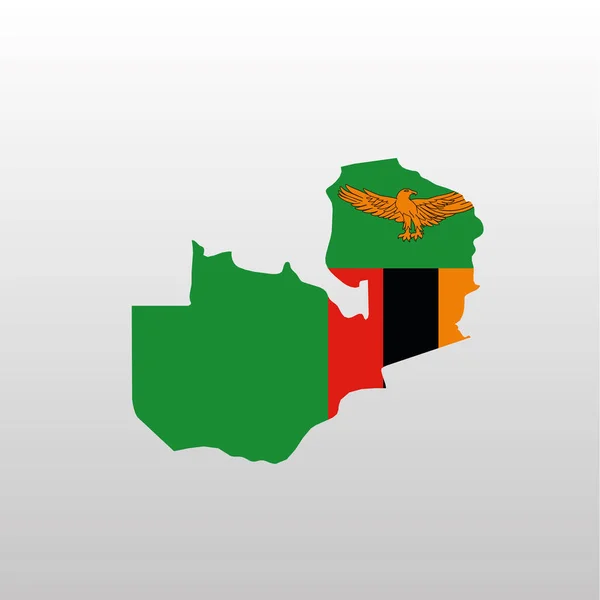 国家地图轮廓中的赞比亚国旗 — 图库矢量图片