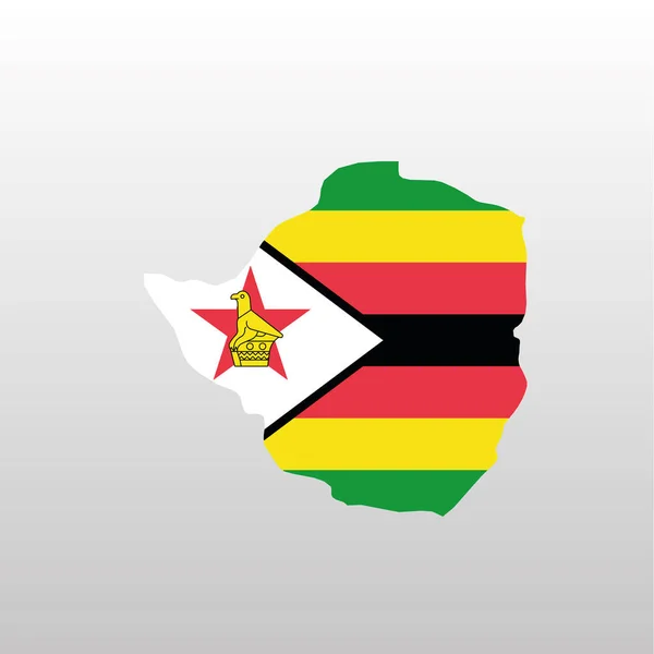 Zimbabwe nationale vlag in silhouet landkaart — Stockvector