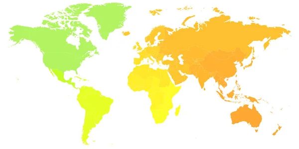 Carte Politique Colorée Vierge Monde Illustration Vectorielle Plate Simple — Image vectorielle