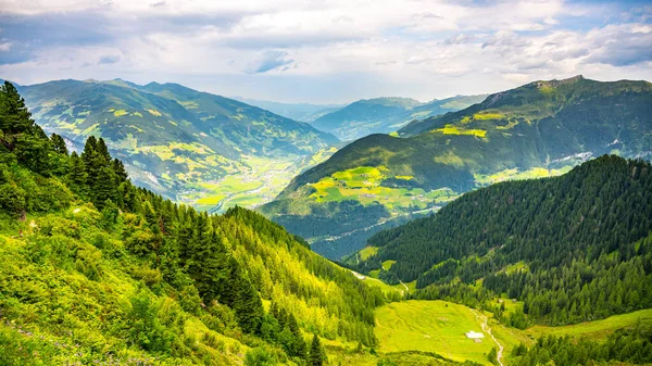 Vue Sur Vallée Zillertal Depuis Ahorn Alpes Autrichiennes Autriche — Photo