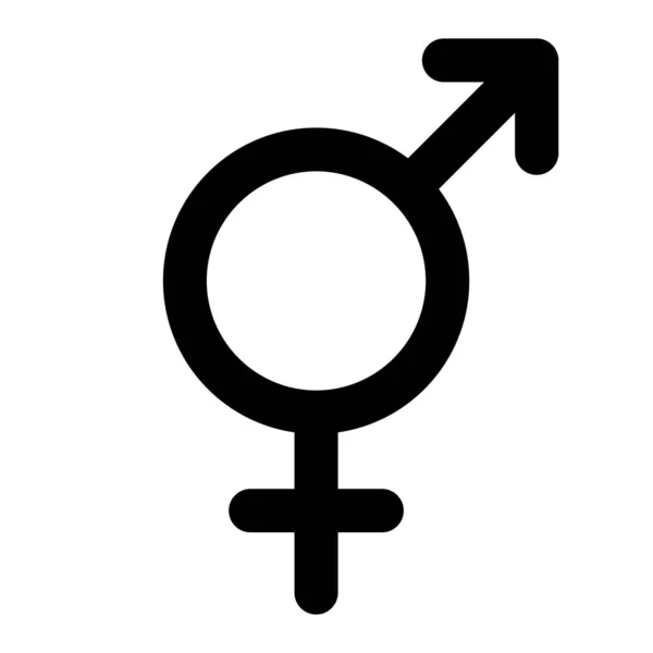 Bigender Sign Upravená Genderová Značka Bigenderů Jednoduchá Ikona Plochého Černého — Stockový vektor