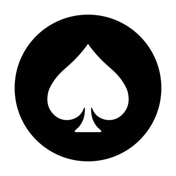 スペードポーカースーツシンボル 黒丸のシンプルな白い看板 ベクトルアイコン — ストックベクタ
