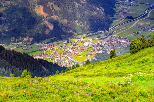 Mayrhofen Dans Vallée Zillertal Vue Depuis Ahorn Alpes Autrichiennes Autriche — Photo