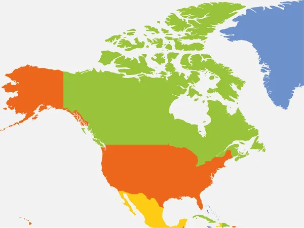 Северная Америка Пустая Карта Детальная Политическая Карта Северо Американского Континента — стоковый вектор