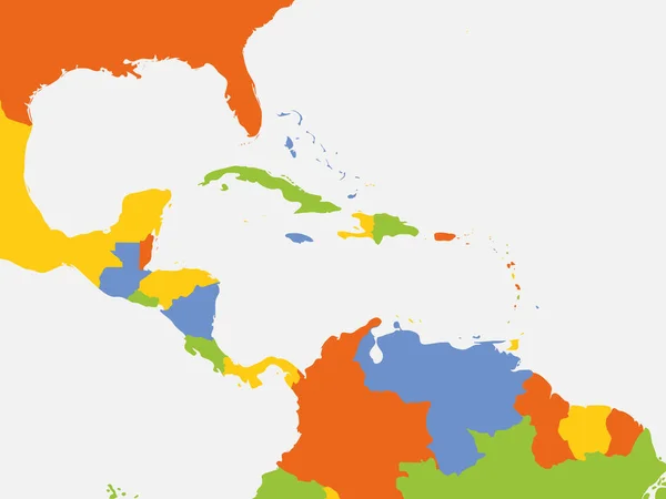 Amérique Centrale Carte Vierge Carte Politique Détaillée Région Amérique Centrale — Image vectorielle