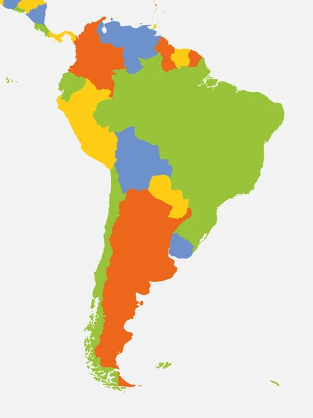 Mapa Blanco Sudamérica Mapa Político Detallado Del Continente Sudamericano — Archivo Imágenes Vectoriales