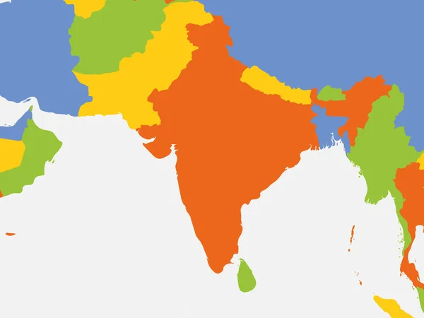 Південна Азія Чиста Карта Висока Детальна Політична Карта Південного Азійського — стоковий вектор