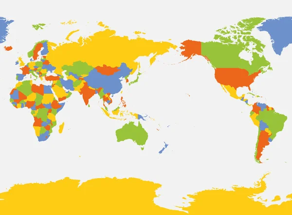 Mapa Blanco Del Mundo Asia Australia Océano Pacífico Centrados Mapa — Vector de stock