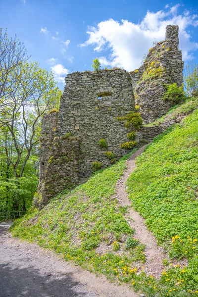 Alte Steinerne Mittelalterliche Kastenruine Festung Burgruine Tolstejn Lausitzer Gebirge Tschechische — Stockfoto