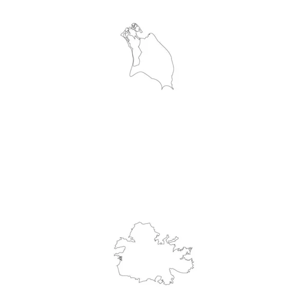 Antigua Barbuda Country Thin Black Outline High Detailed Map Vector — ストックベクタ