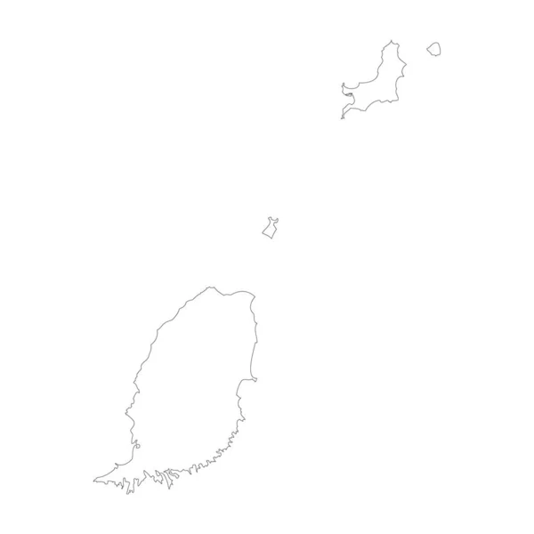 グレナダ国は黒い輪郭が薄い 詳細な地図だ 白を基調としたベクトルイラスト — ストックベクタ