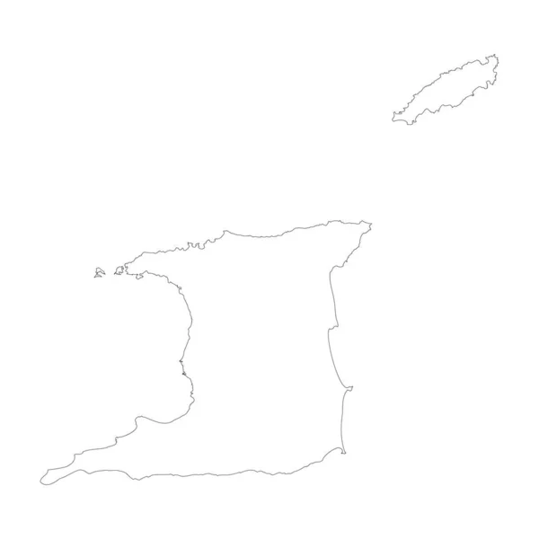 未確認のトリニダードとトバゴの国の薄い黒の輪郭 詳細な地図だ 白を基調としたベクトルイラスト — ストックベクタ