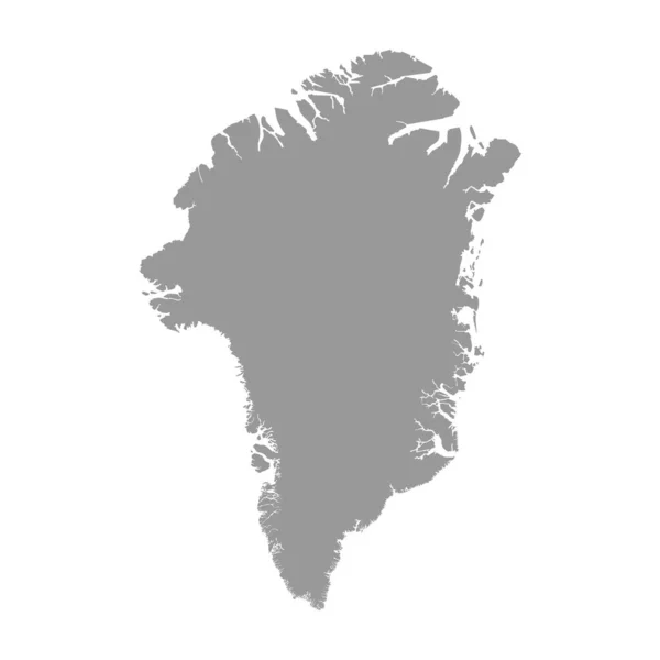 Silueta Groenlandia Mapa Detallado Alto Ilustración Vectorial Gris Sólido Aislado — Vector de stock