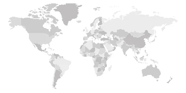 简化的世界空白示意图 边界普遍的国家的政治地图 简单的平面矢量说明 — 图库矢量图片
