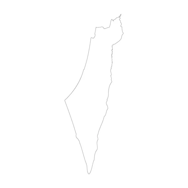 Israël Pays Mince Contour Noir Carte Détaillée Haute Illustration Vectorielle — Image vectorielle