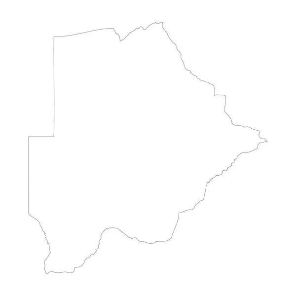 Botswana Pays Mince Contour Noir Carte Détaillée Haute Illustration Vectorielle — Image vectorielle