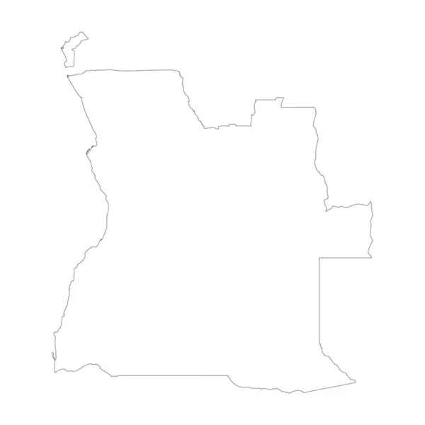 安哥拉国家瘦小的黑色轮廓 高度详细的地图 在白色背景上孤立的向量图 — 图库矢量图片
