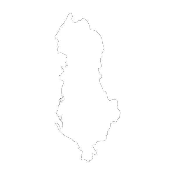 Albania Country Thin Black Outline High Detailed Map Vector Illustration — Stok Vektör