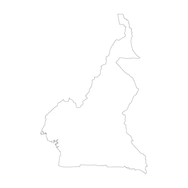 Camerun Paese Sottile Contorno Nero Alta Mappa Dettagliata Illustrazione Vettoriale — Vettoriale Stock