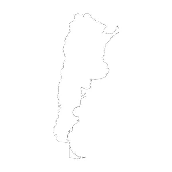 Argentina País Delgada Contorno Negro Mapa Detallado Alto Ilustración Vectorial — Vector de stock