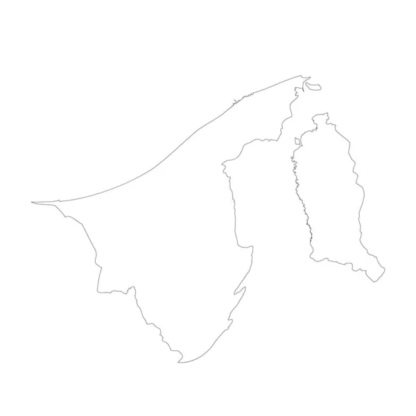 Brunei Country Thin Black Outline High Detailed Map Vector Illustration — ストックベクタ