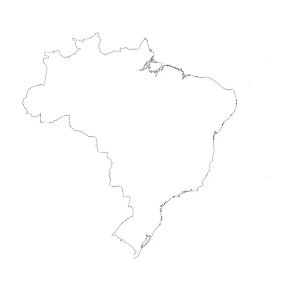 Brasil País Delgada Contorno Negro Mapa Detallado Alto Ilustración Vectorial — Archivo Imágenes Vectoriales