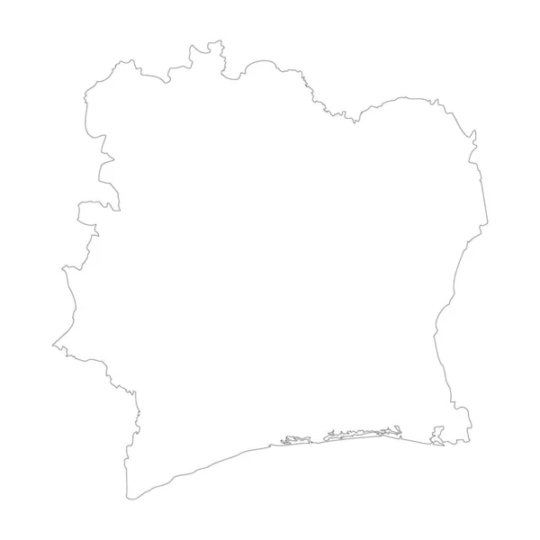 Ivory Coast Country Thin Black Outline High Detailed Map Vector — Stok Vektör