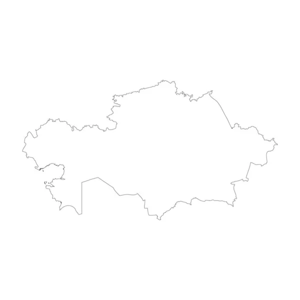 Καζακστάν Χώρα Λεπτό Μαύρο Περίγραμμα Υψηλός Λεπτομερής Χάρτης Εικονογράφηση Διανύσματος — Διανυσματικό Αρχείο