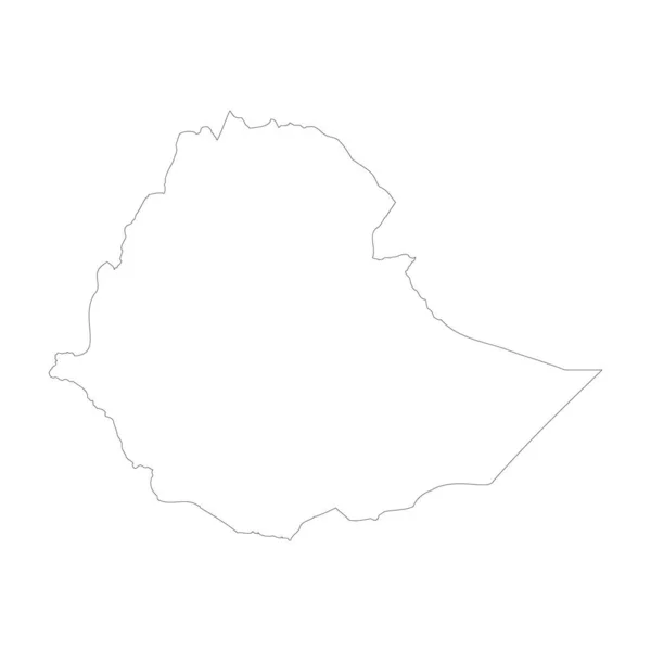Ethiopia Country Thin Black Outline High Detailed Map Vector Illustration - Stok Vektor