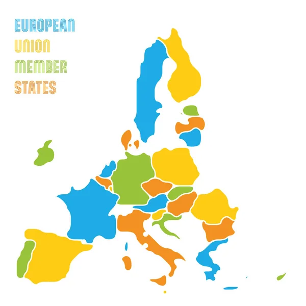 Mapa Simplificado União Europeia Formas Arredondadas Estados Com Borda Alisada —  Vetores de Stock