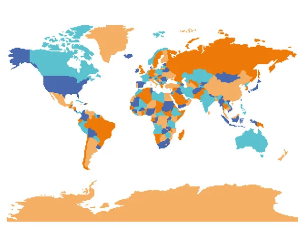 Uproszczona Mapa Świata Pusta Mapa Polityczna Krajów Uogólnionych Granicach Prosta — Wektor stockowy