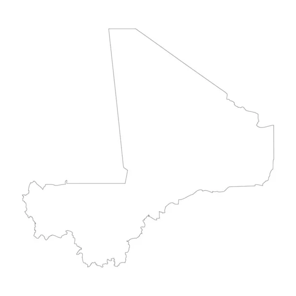 Mali Country Thin Black Outline High Detailed Map Vector Illustration — Stock vektor