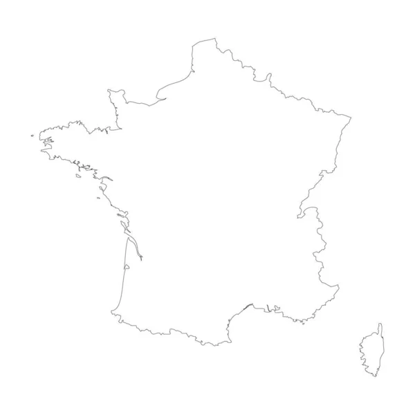France Country Thin Black Outline High Detailed Map Vector Illustration — Vetor de Stock