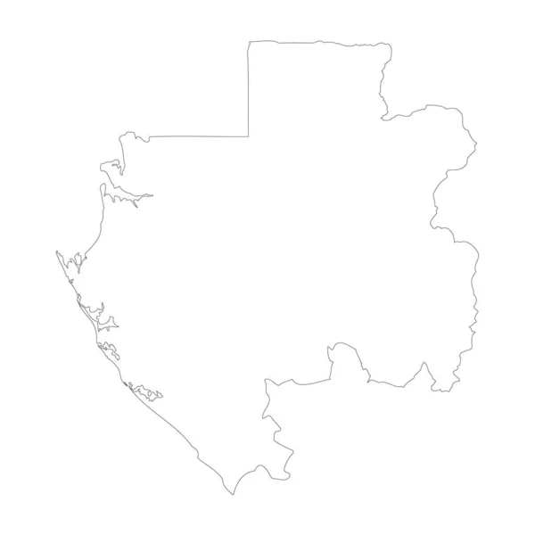 Gabon Country Thin Black Outline High Detailed Map Vector Illustration — Vector de stock