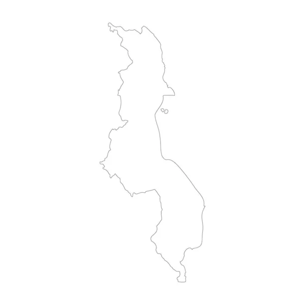 Malawi Country Thin Black Outline High Detailed Map Vector Illustration — Stockvektor