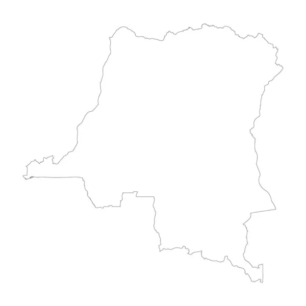 Демократическая Республика Конго Страна Тонкие Черные Контуры Высокая Подробная Карта — стоковый вектор