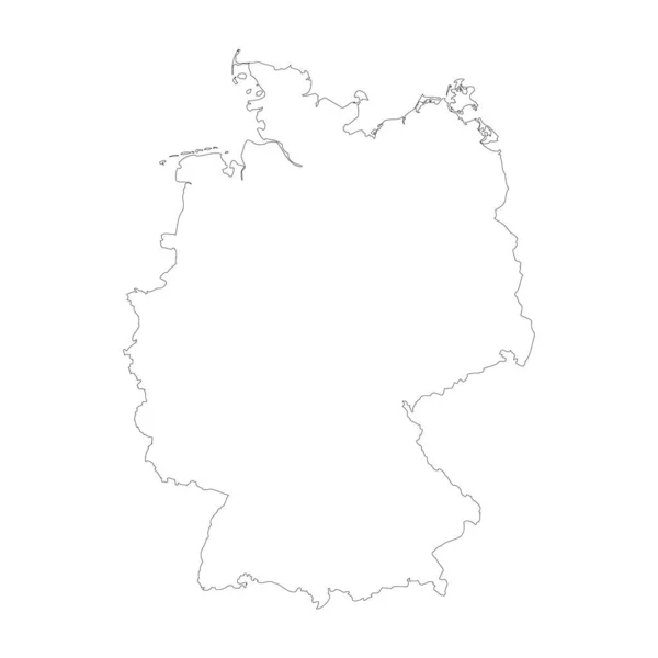 Almanya Nın Ince Siyah Hatları Yüksek Detaylı Harita Vektör Illüstrasyonu — Stok Vektör