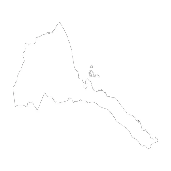 Эритрея Страна Тонкие Черные Контуры Высокая Подробная Карта Векторная Иллюстрация — стоковый вектор