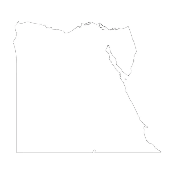 Egypt Země Tenký Černý Obrys Vysoká Podrobná Mapa Vektorové Ilustrace — Stockový vektor