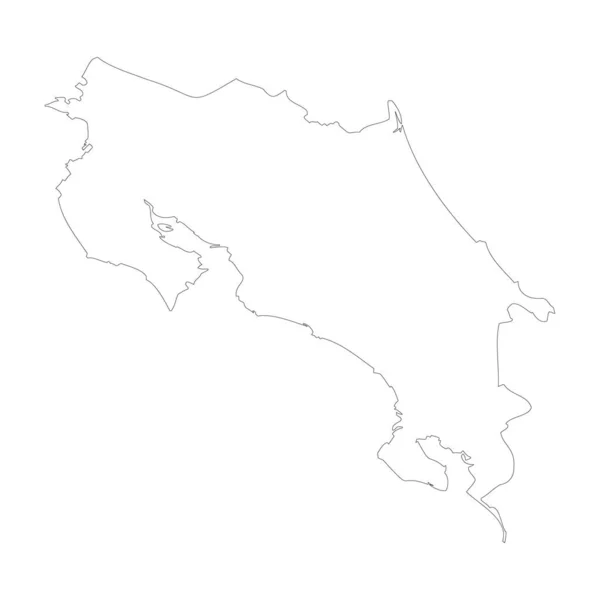 Costa Rica Country Thin Black Outline High Detailed Map Vector — Vector de stock