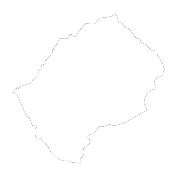 Paese Del Lesotho Sottile Contorno Nero Alta Mappa Dettagliata Illustrazione — Vettoriale Stock