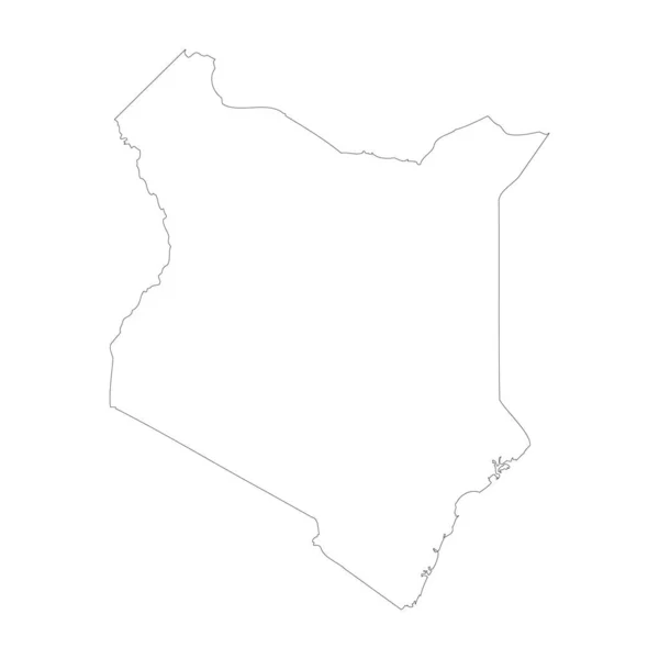 Keňská Krajina Tenký Černý Obrys Vysoká Podrobná Mapa Vektorové Ilustrace — Stockový vektor