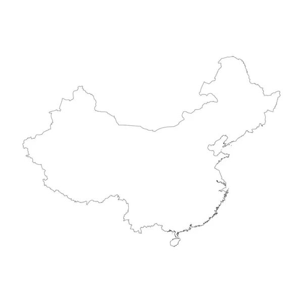 China Land Dünnen Schwarzen Umriss Hoch Detaillierte Karte Vektor Illustration — Stockvektor