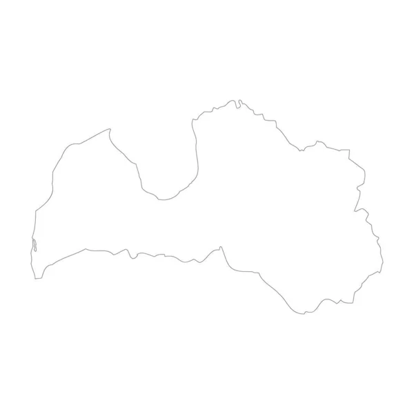 Lettonie Pays Mince Contour Noir Carte Détaillée Haute Illustration Vectorielle — Image vectorielle